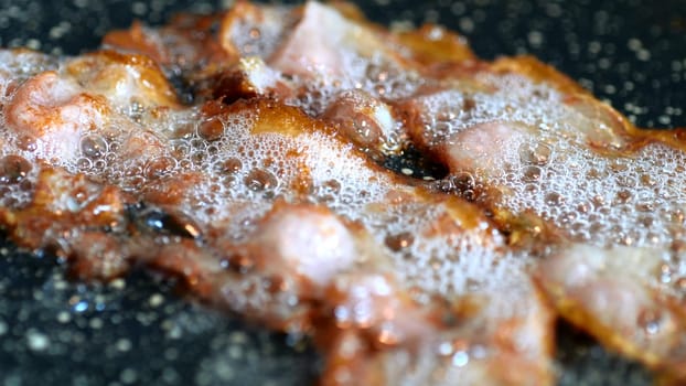 Close-up of a Bacon Fried On Grill