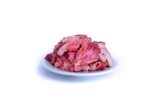 Fresh raw beef steak isolated on white background with selective focus