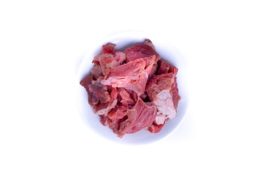 Fresh raw beef steak isolated on white background with selective focus