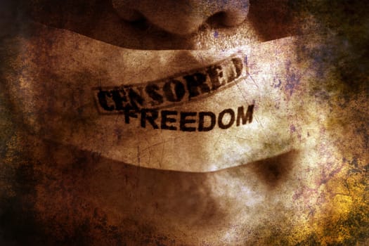 Censored freedom tape over the mouth