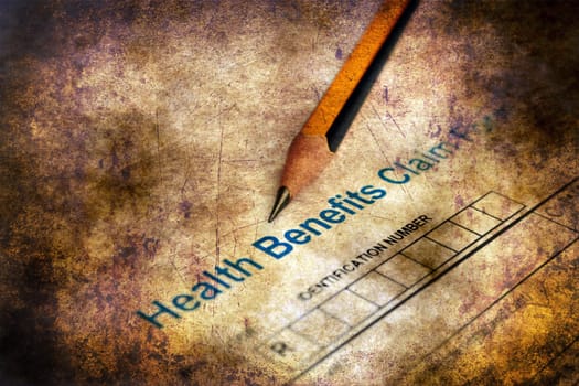 Health claim form grunge concept