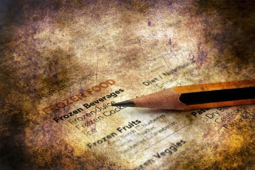 Grocery list grunge concept