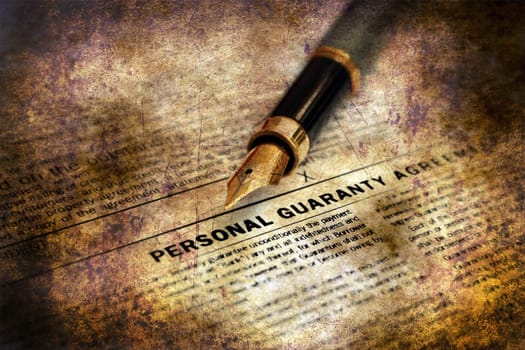 Personal guaranty agreement grunge concept