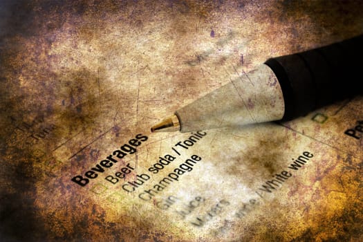 Grocery list - beverages grunge concept