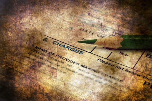 Health insurance form grunge concept