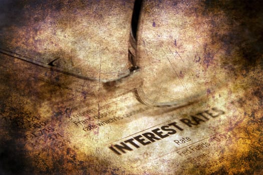 Interest rate report grunge concept