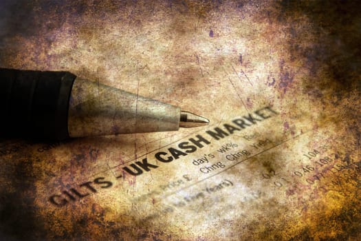 UK cash market grunge concept