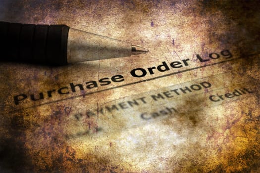 Purchase order log grunge concept