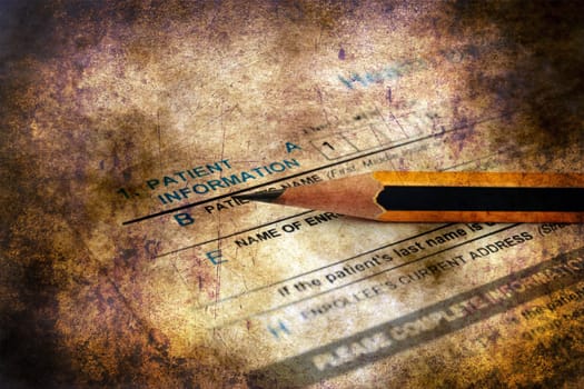 Health claim form grunge concept