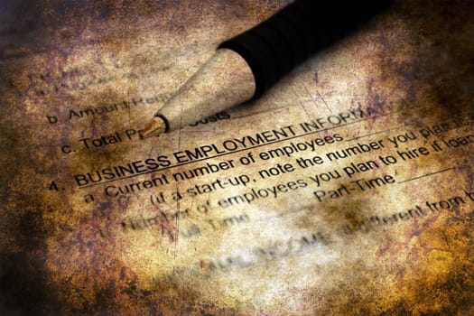 Employment form grunge concept