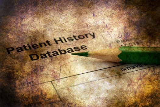 Patient history databse grunge concept