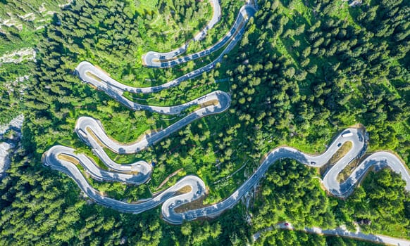 Maloja Pass in the Swiss Alps in Engadin - Switzerland from above - aerial photography