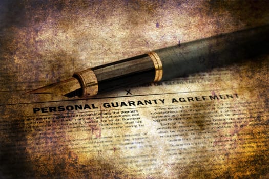 Personal guaranty agreement  grunge concept