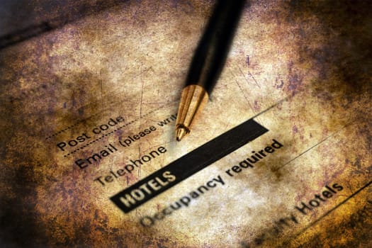 Hotel reservation form grunge concept