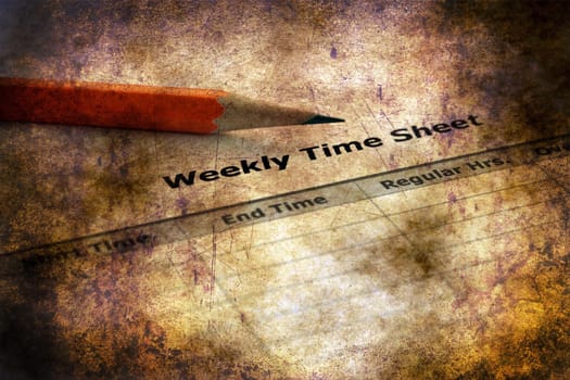 Weekly time sheet  grunge concept