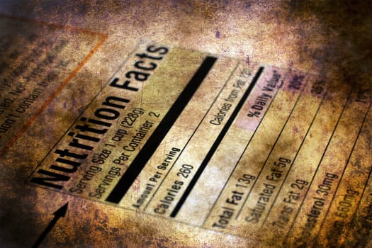 Nutrition facts  grunge concept