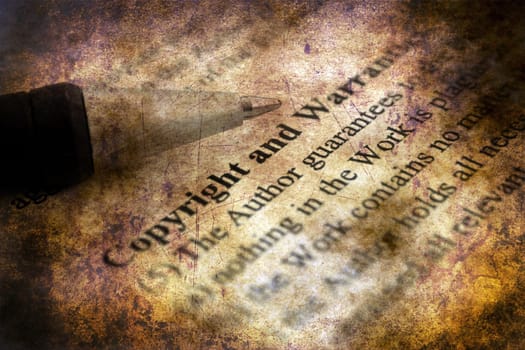Copyright and warranties grunge concept
