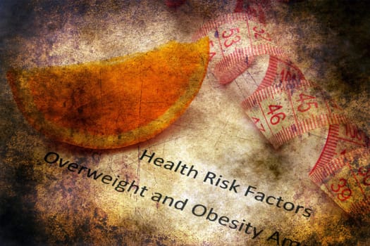 Health risk factors  - overweight and obesity grunge concept