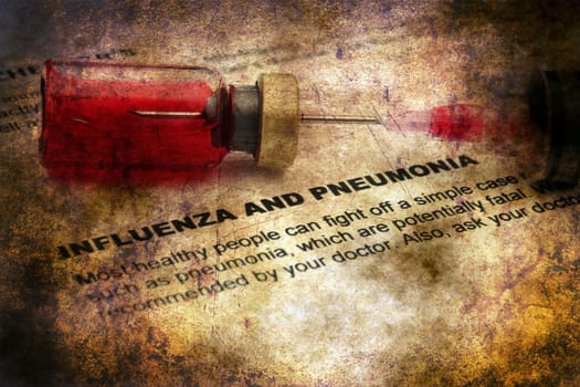 Influenza and pnemonia grunge concept