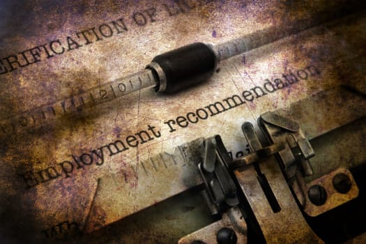 Employment form on vintage typewriter