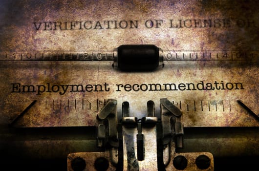 Employment form on vintage typewriter