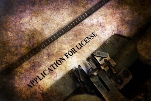Application for license on vintage typewriter