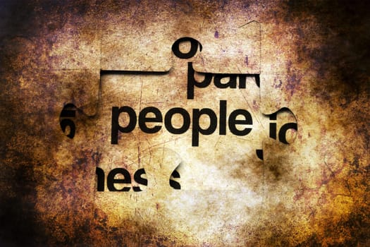 People text on puzzle concept