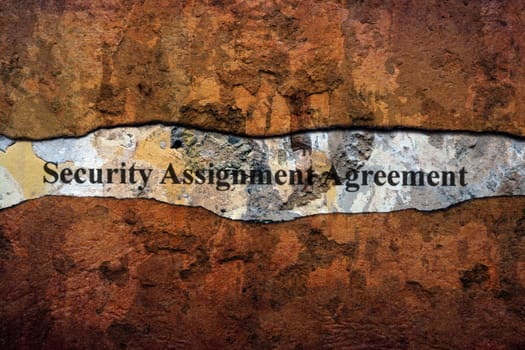 Security agreement text on wall
