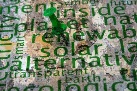 Renewable energy text on wall