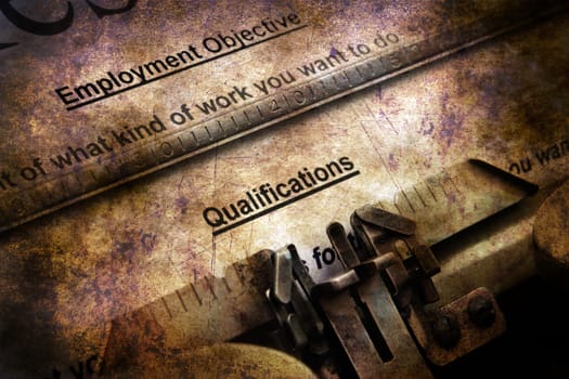 Resume on vintage typewriter