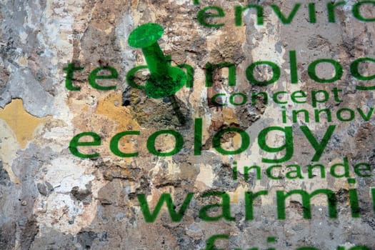 Push pin on ecology word cloud