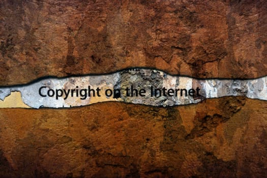 Copyright on the internet text on wall