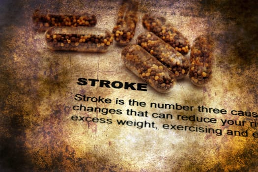 Stroke and pills grunge concept