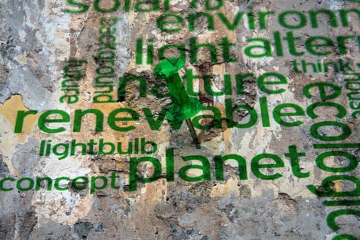 Renewable energy  text on wall