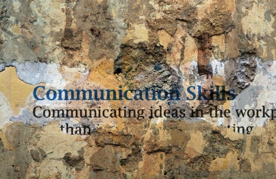 Communication skills text on wall