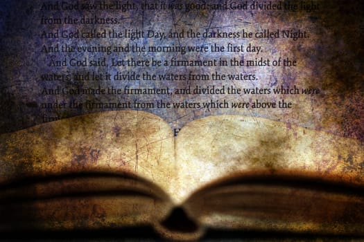 Open bible grunge concept