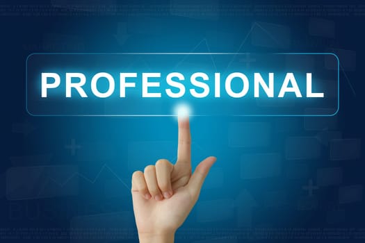 hand press on professional button on virtual screen