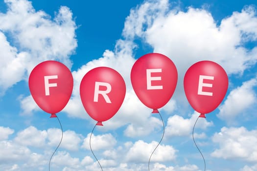 free text on balloon with blue sky background