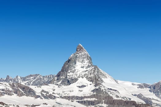 mountain Matterhorn with blue sky, Alps, Zermatt, Switzerland