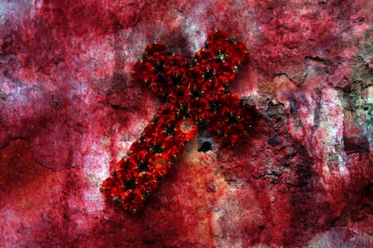 Red cross agains wall