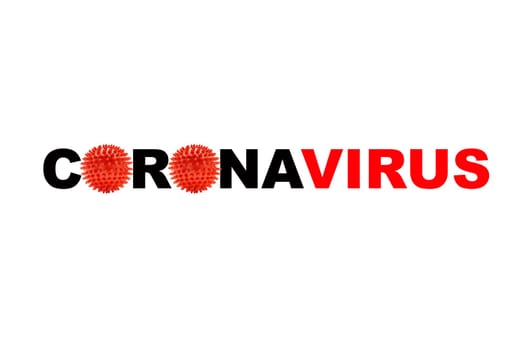 CORONAVIRUS text on white background. Covid-19 or Coronavirus concept