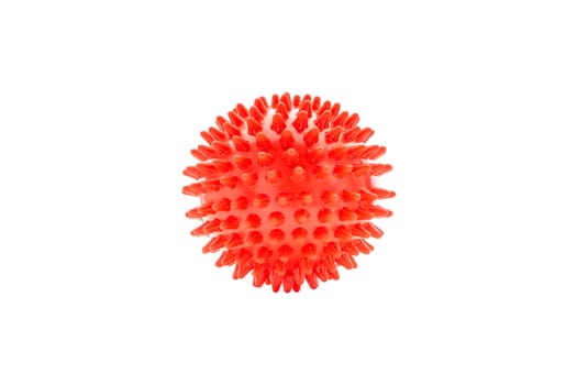 Massage ball or rubber spike ball isolated on white background. Healthcare, self massage and reflexology therapy concept
