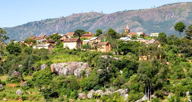 The Landscape shots of green fields and landscapes on the island of Madagascar