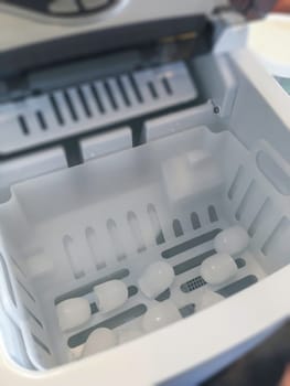 Clean ice cubes from automatic ice maker, stock photo
