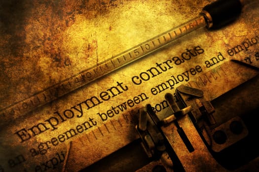 Employment contract grunge concept