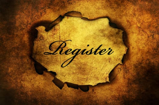 Register text on paper hole grunge concept