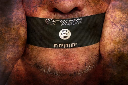 Islamic state censorship grunge concept