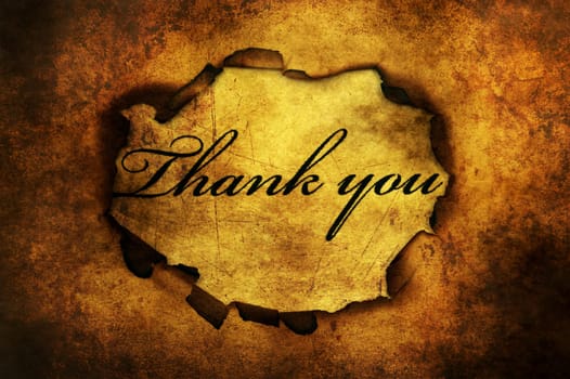 Thank you text on paper hole