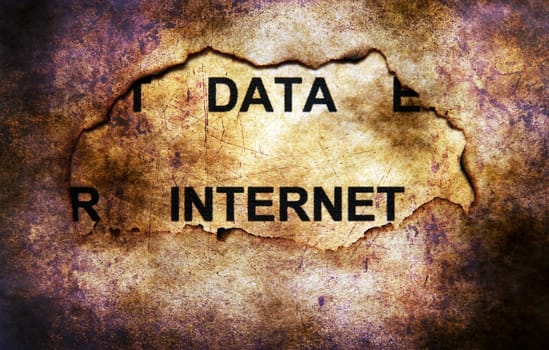 Data internet on paper hole grunge concept