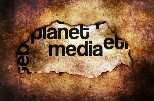 Media text on paper hole grunge concept